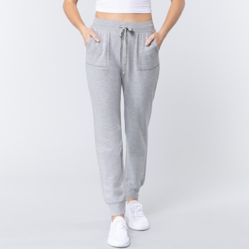⚡FINAL SALE! Heather Gray Stretch Knit Slim Sweatpants